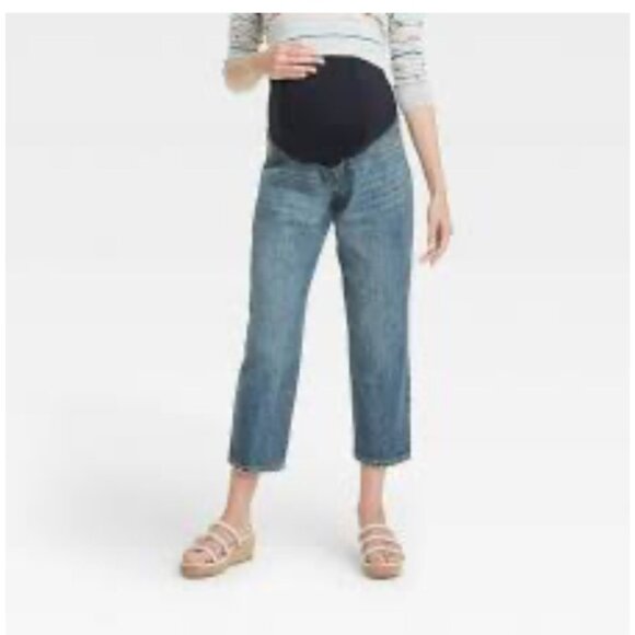 Isabel Maternity Vintage Straight Panel Jeans Size 6 Blue Denim Ingrid & Isabel - Picture 1 of 7
